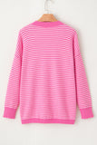 MQTIME  -   Striped V-Neck Dropped Shoulder Sweater
