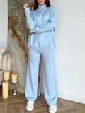 MQTIME  -  Turtleneck Long Sleeve Top and Drawstring Pants Sweater Set