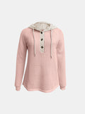 MQTIME  -  Full Size Waffle-Knit Contrast Long Sleeve Hoodie