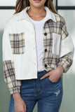 MQTIME  -  Corduroy Plaid Button Up Drop Shoulder Shacket