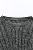 MQTIME  -  Distressed Round Neck Drop Shoulder Sweater