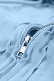 MQTIME  -  Exposed Seam Zip Up Long Sleeve Drawstring Hoodie