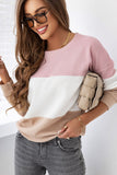 MQTIME  -   Color Block Waffle Knit Long Sleeve Top