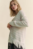 MQTIME  -   Fringe V-Neck Button Up Long Sleeve Cardigan