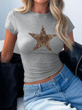 MQTIME  -  Devine Star Round Neck Short Sleeve T-Shirt