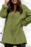 MQTIME  -  V-Neck Dropped Shoulder Sweater