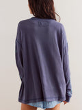 MQTIME  -  Embroidered Round Neck Long Sleeve Sweatshirt