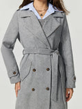 MQTIME  -  Collared Neck Long Sleeve Longline Coat