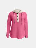 MQTIME  -  Full Size Waffle-Knit Contrast Long Sleeve Hoodie