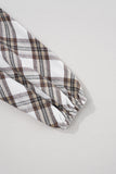 MQTIME  -  Full Size Plaid Collared Neck Balloon Sleeve Mini Shirt Dress