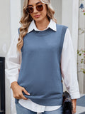 MQTIME  -  Buttoned Round Neck Sweater Vest