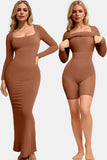 MQTIME  -  Basic Bae Built-In Shapewear Square Neck Long Sleeve Maxi Dress
