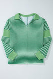 MQTIME  -  Stripe Johnny Collar Long Sleeve Top