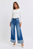 MQTIME  -  Judy Blue Full Size Distressed High Waist Wide Leg Jeans