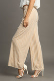 MQTIME  -  Umgee Elastic Waist Striped Wide Leg Velvet Pants