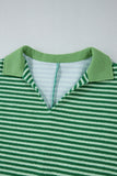 MQTIME  -  Stripe Johnny Collar Long Sleeve Top