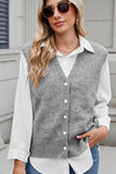 MQTIME  -  Button Down V-Neck Sweater Vest