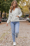 MQTIME  -  Surplice Long Sleeve Sweatshirt with Pocket