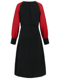 MQTIME  -  Ruched Contrast Long Sleeve Midi Dress