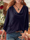 MQTIME  -  Cowl Neck Three-Quarter Sleeve Top
