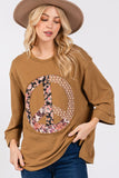 MQTIME  -  SAGE + FIG Floral Peace Patch Round Neck Top