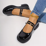MQTIME  -  Elegant Black Mary Jane - Chic Comfort Women's Shoes with Golden Buckle, Round Toe, and Comfortable Rubber Sole - Versatile All-Season PU Cover Flats, Ladies Shoes