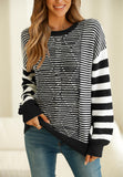 MQTIME  -  Striped Round Neck Dropped Shoulder Sweater