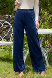 MQTIME  -  Velvet Wide Leg Pants with Pockets