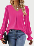 MQTIME  -  V-Neck Flounce Sleeve Top