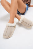 MQTIME  -  Furry Round Toe Platform Slippers