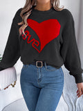 MQTIME  -  LOVE Heart Round Neck Dropped Shoulder Sweater