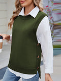 MQTIME  -  Buttoned Round Neck Sweater Vest