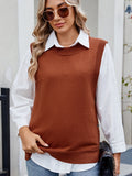 MQTIME  -  Buttoned Round Neck Sweater Vest