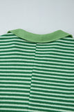 MQTIME  -  Stripe Johnny Collar Long Sleeve Top