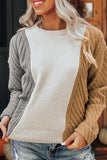 MQTIME  -  Color Block Textured Drop Shoulder Sweater