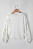 MQTIME  -  Lace Detail Drop Sleeve Ribbed Top