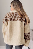 MQTIME  -  Pocketed Leopard Collared Neck Sherpa Jacket