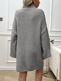MQTIME  -  Devine Mock Neck Long Sleeve Mini Sweater Dress