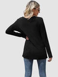 MQTIME  -  Lace Detail V-Neck Long Sleeve T-Shirt