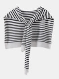 MQTIME  -  Striped Contrast Knit Wrap