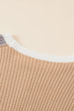 MQTIME  -  Color Block Round Neck Drop Shoulder Sweater