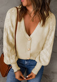 MQTIME  -  Openwork V-Neck Button Up Cardigan