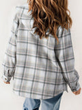 MQTIME  -  Plaid Snap Down Plush Hooded Jacket