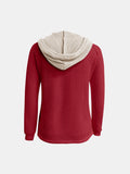 MQTIME  -  Full Size Waffle-Knit Contrast Long Sleeve Hoodie