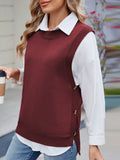 MQTIME  -  Buttoned Round Neck Sweater Vest