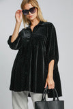 MQTIME  -  Umgee Full Size Polka Dot Button Up Half Sleeve Shirt