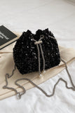 MQTIME  -  Sequin Chain Drawstring Bucket Bag