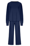 MQTIME  -  Round Neck Long Sleeve Top and Pants Set
