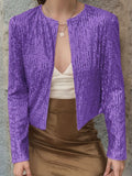 MQTIME  -  Full Size Sequin Open Front Cropped Jacket