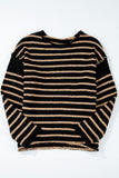 MQTIME  -  Stripe Drop Shoulder Round Neck Sweater